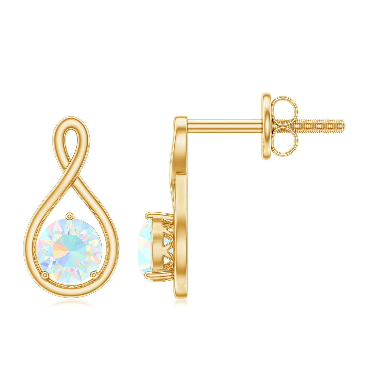 Genuine Ethiopian Opal Infinity Stud Earrings with Certificate