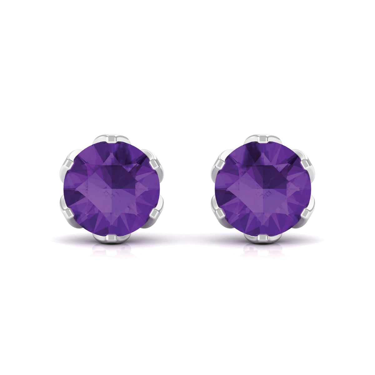 2.4 Carat Amethyst Solitaire Stud Earrings For Women
