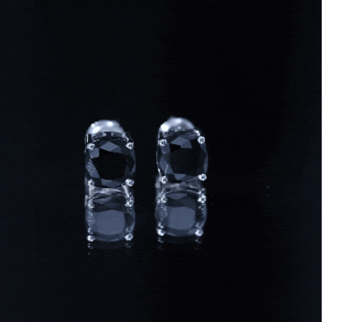 5.6 Carat Cushion Cut Created Black Diamond Stud Earrings