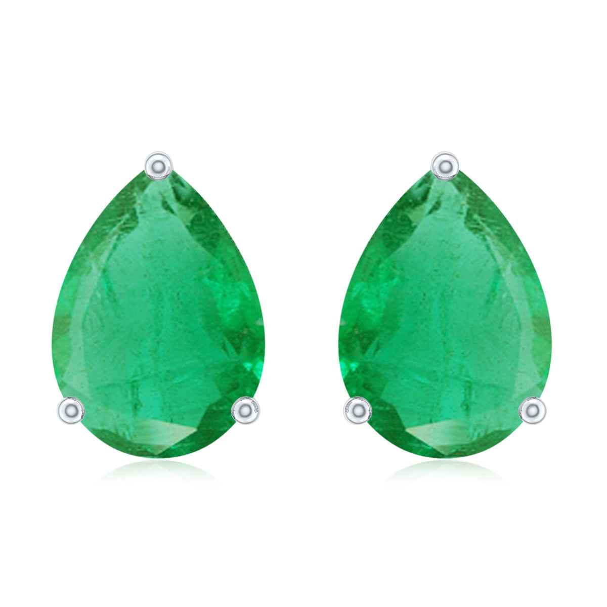 1.3 Carat Pear Cut Emerald Solitaire Stud Earrings