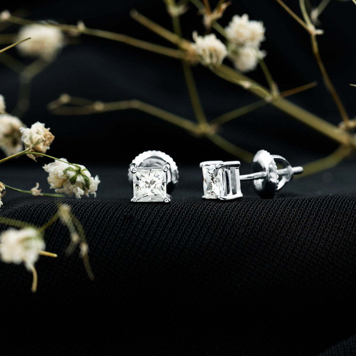 Certified Lab Created Diamond Square Earrings