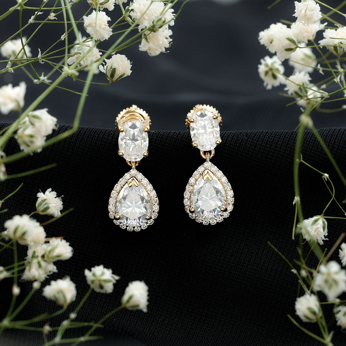 Dangling Lab Grown Diamond Bridal Earrings