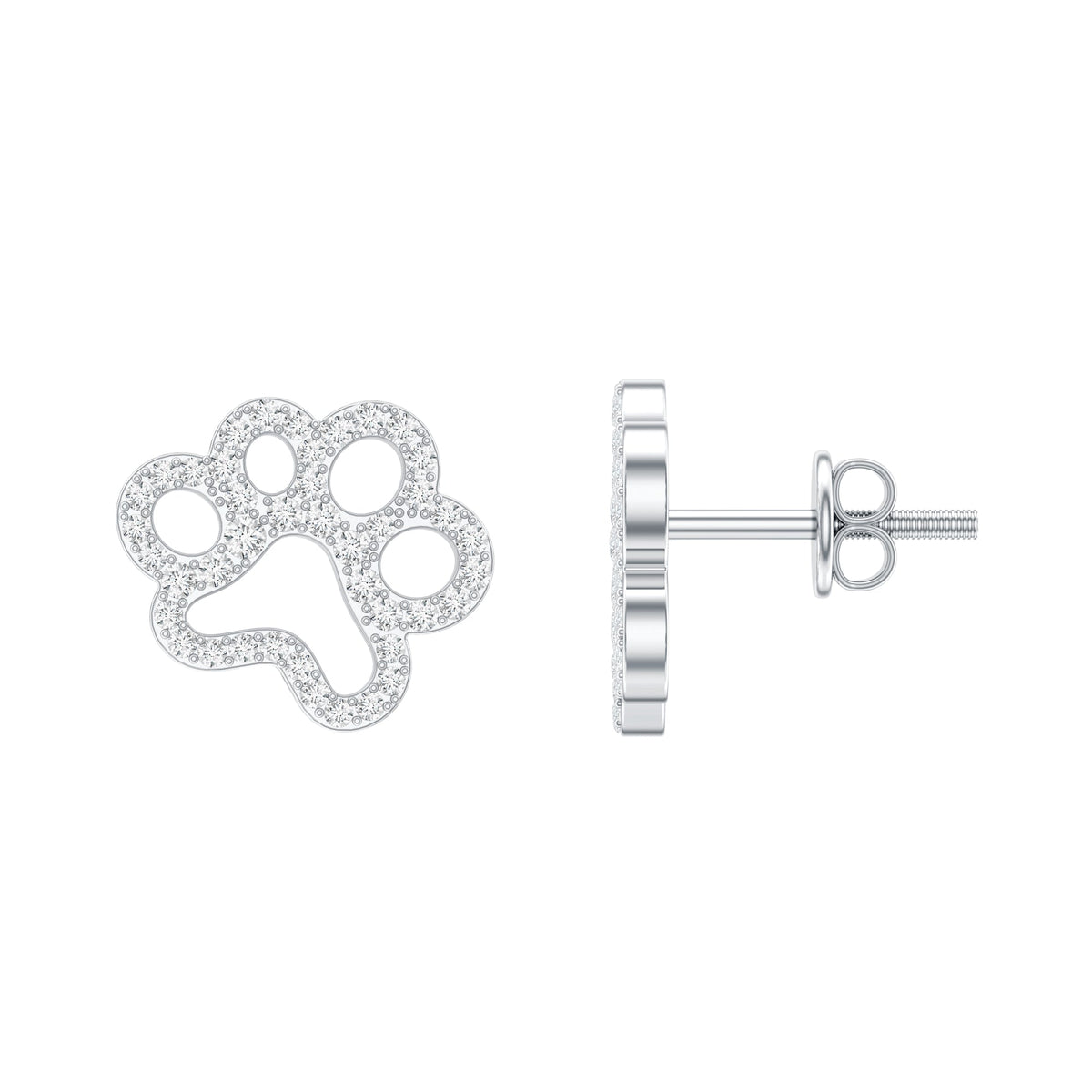 Lab Grown Diamond Paw Print Earrings For Women