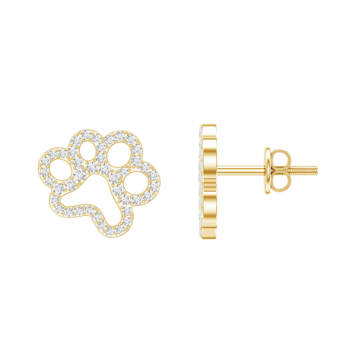 Lab Grown Diamond Paw Print Earrings For Women