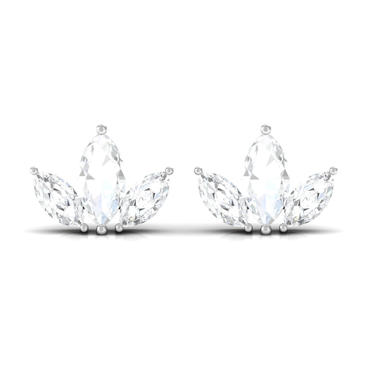 Marquise Cut Diamond Leaf Stud Earrings for Women