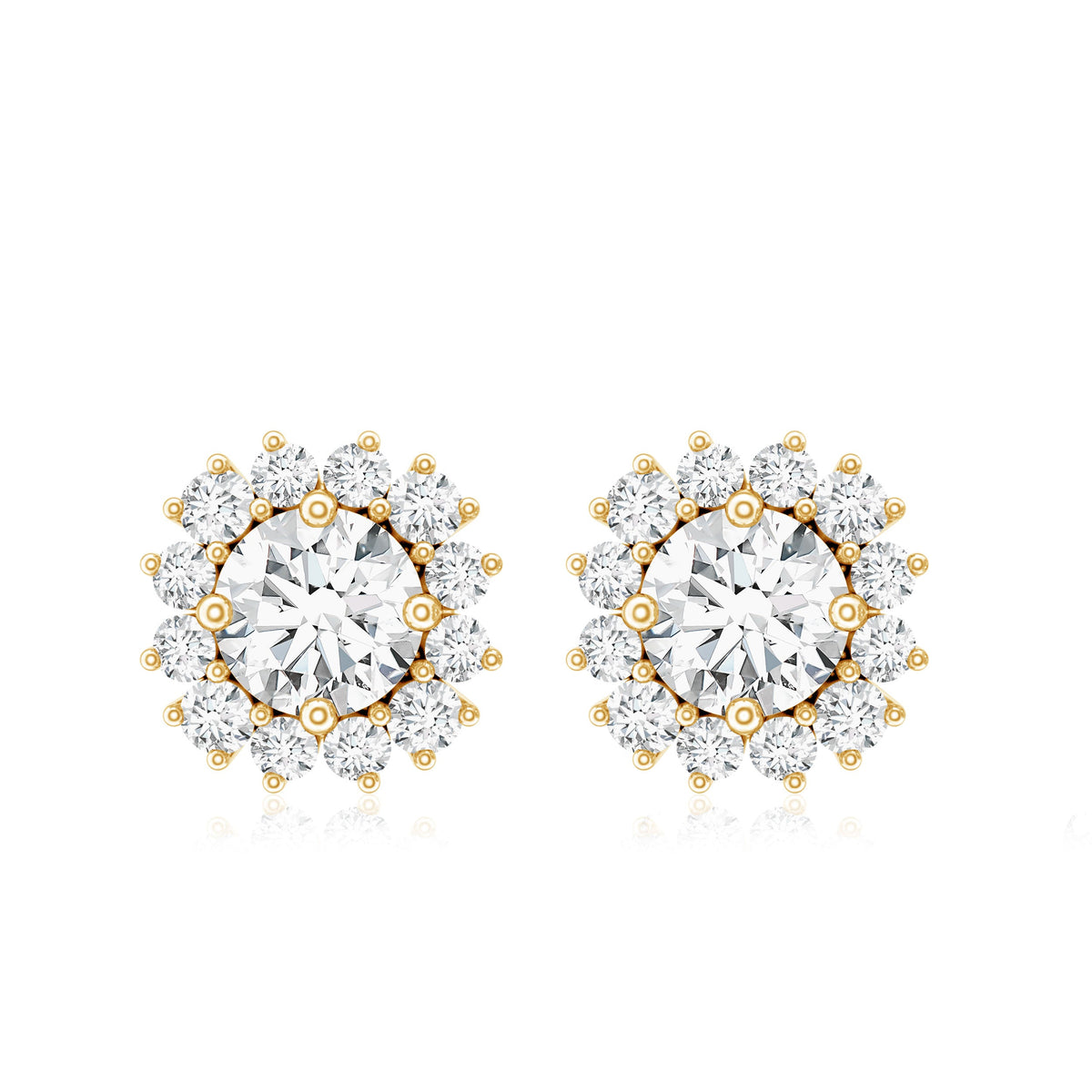 Round 1 Carat Moissanite Halo Stud Earrings for Women