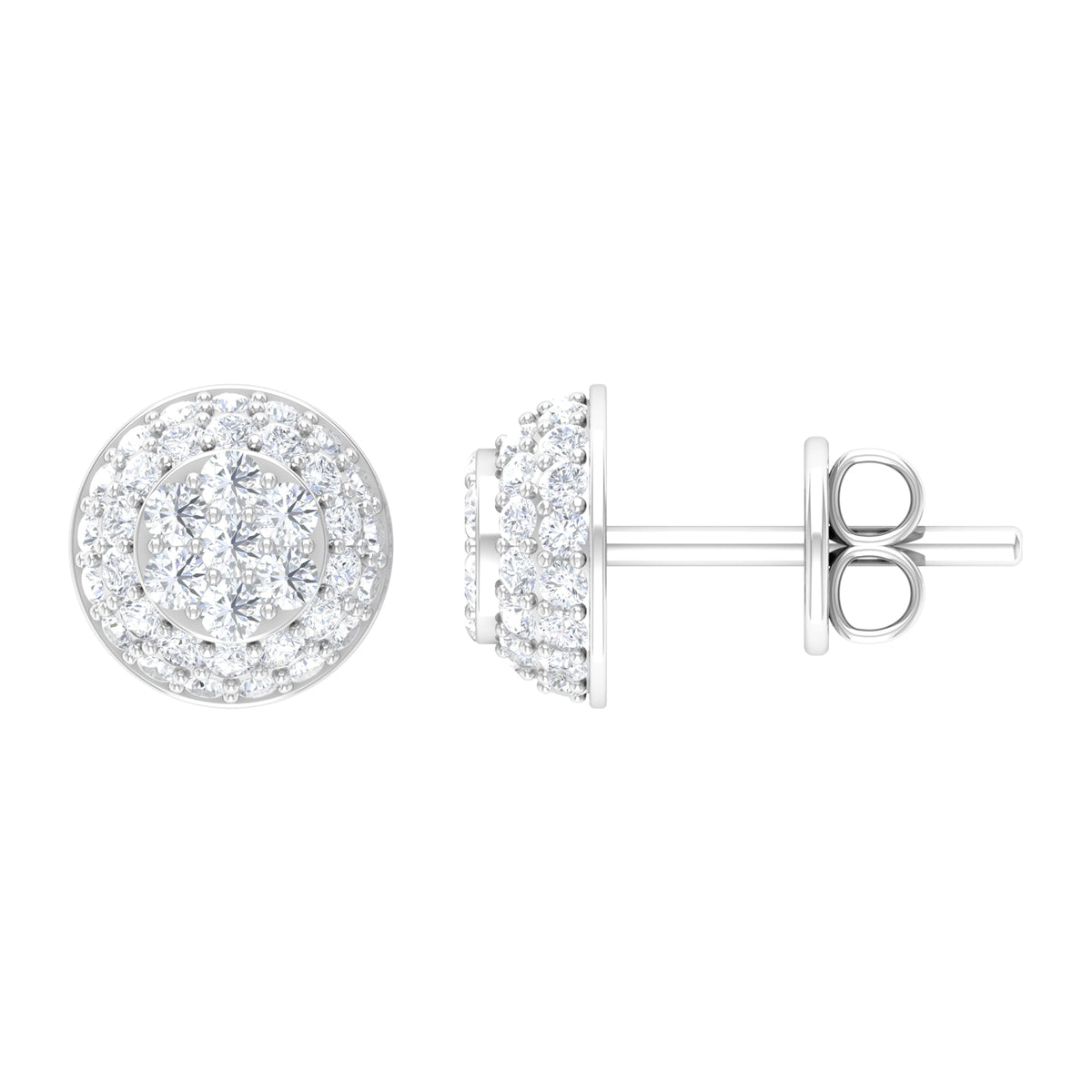 Certified Diamond Bridal Stud Earring with Screw Back