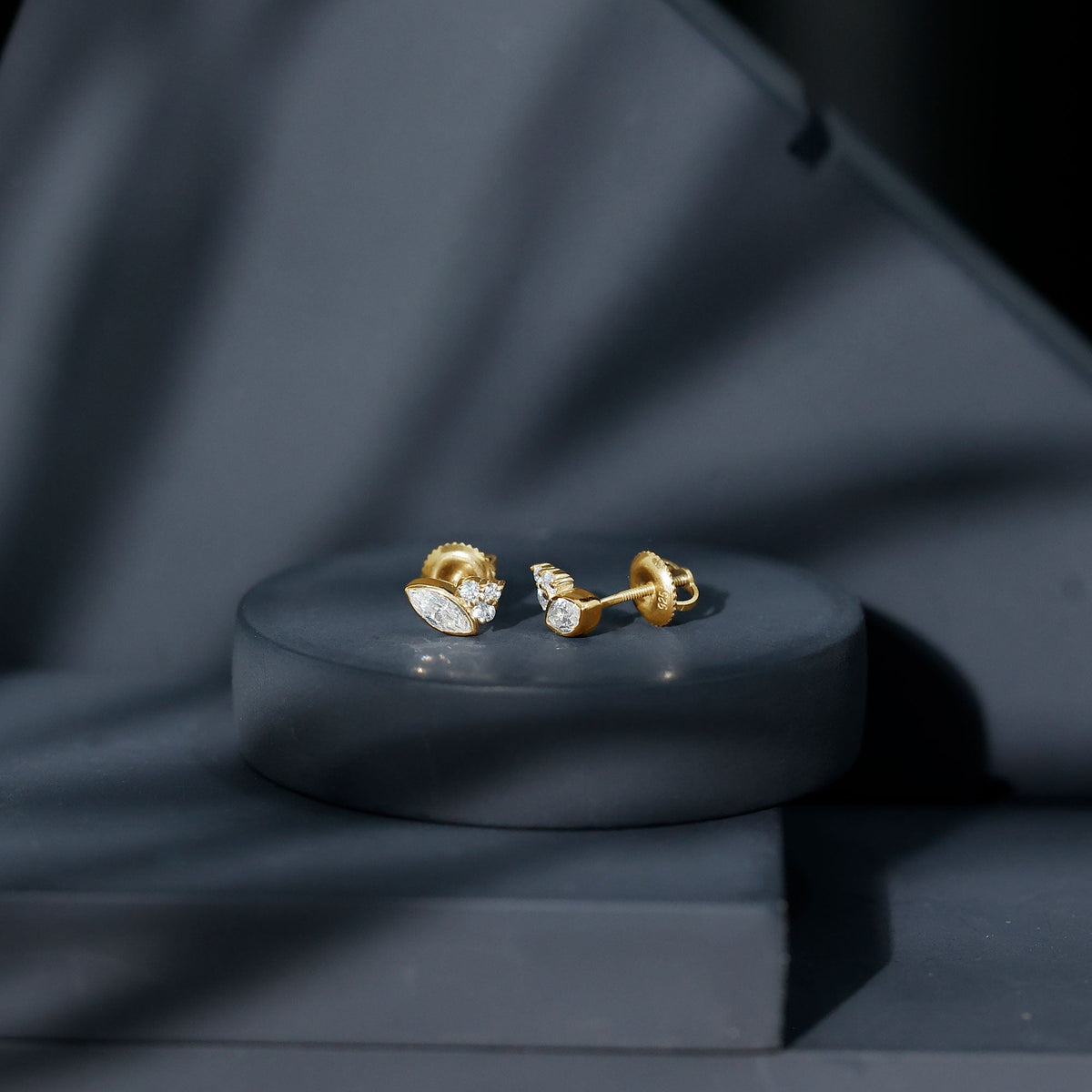 Marquise Shape Moissanite Stud Earrings with Screw Back