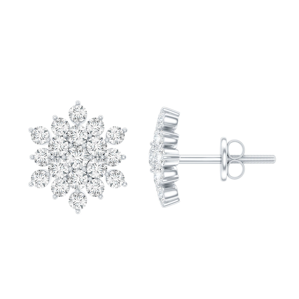 Certified Moissanite Cluster Stud Earrings for Women
