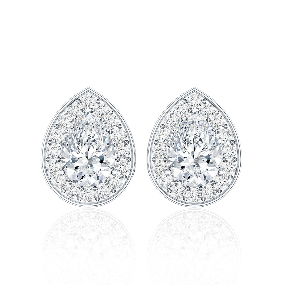 Certified Pear Shape Moissanite Teardrop Earrings with Halo