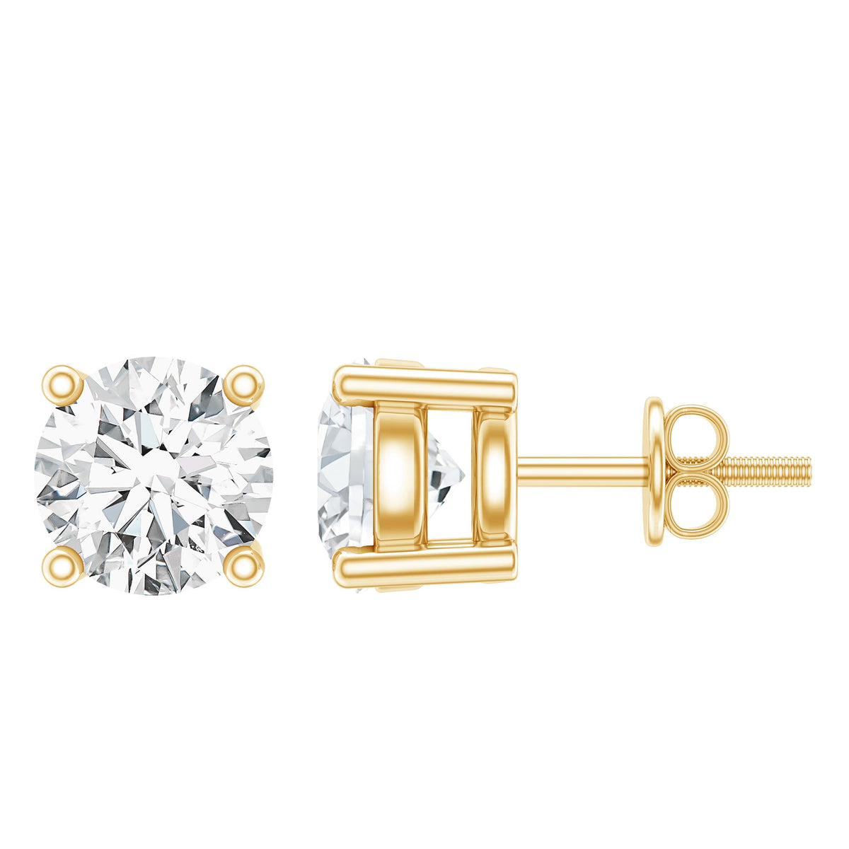 Round Moissanite Solitaire Stud Earrings in Prong Setting