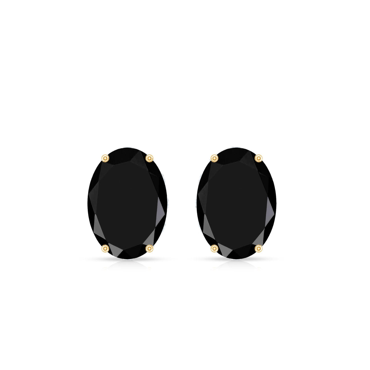 Natural 2.2 Carat Oval Black Onyx Earrings with Diamond