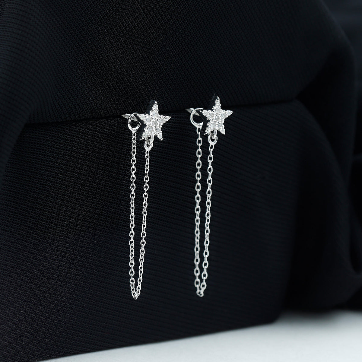 Certified Moissanite Star Chain Earrings For Women