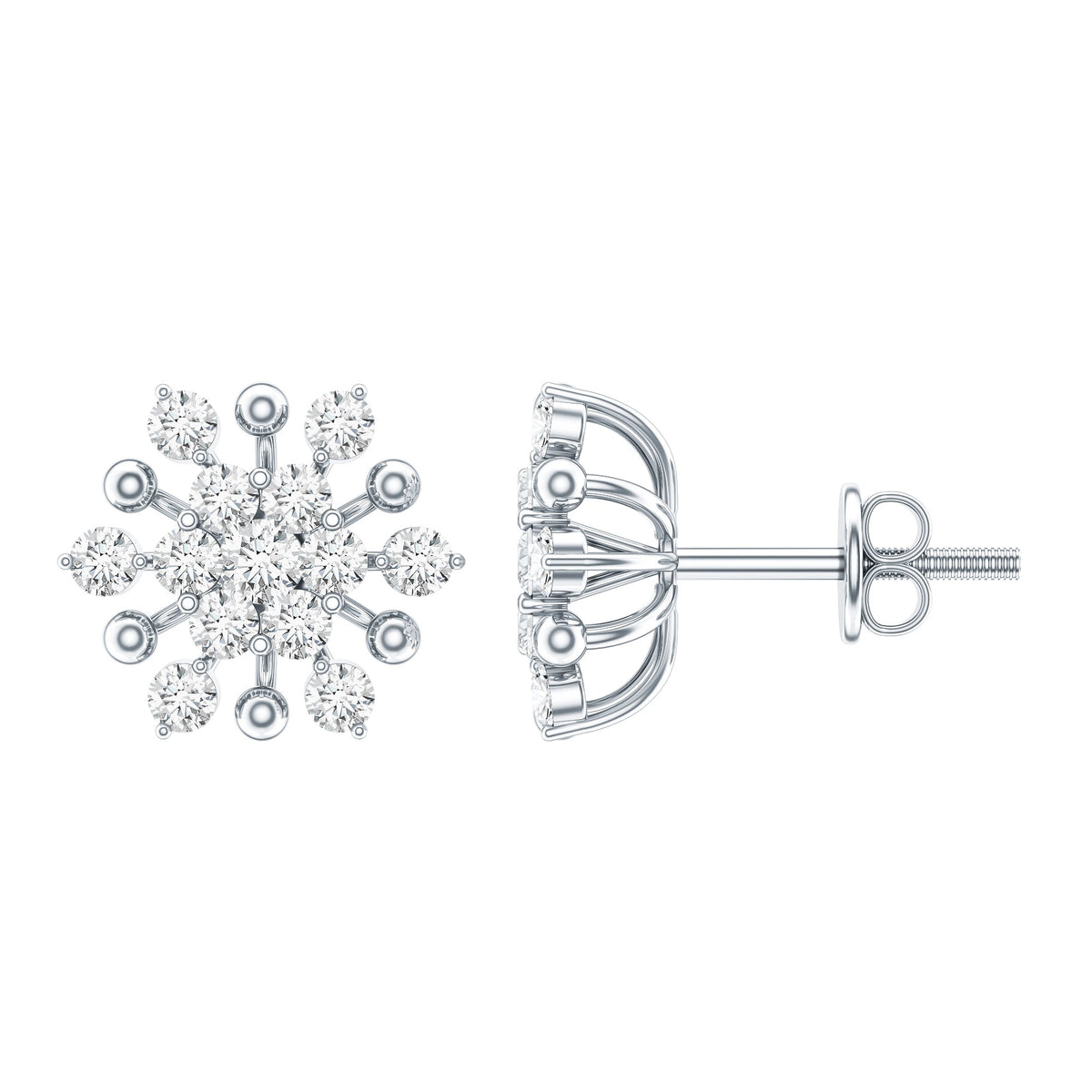 Diamond Cluster Stud Earrings
