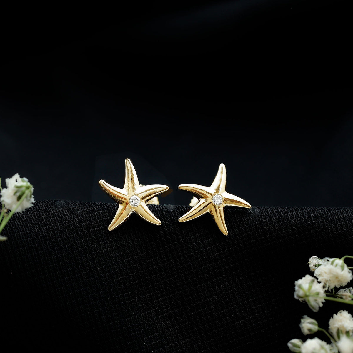Diamond Starfish Stud Earrings for Women