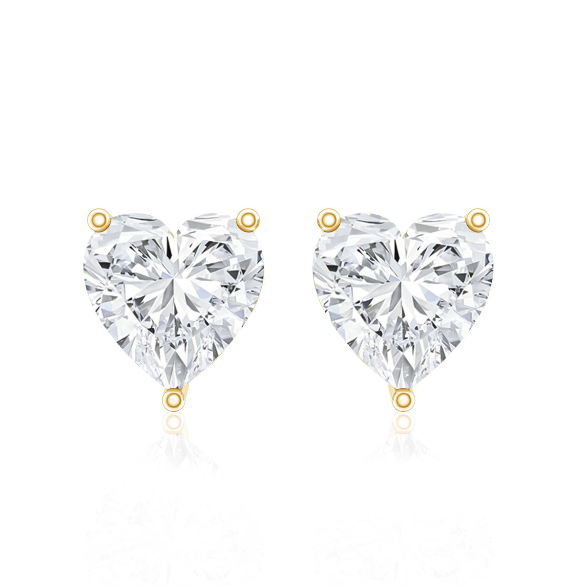 Certified Real Diamond Heart Shaped Earrings with Screw Back