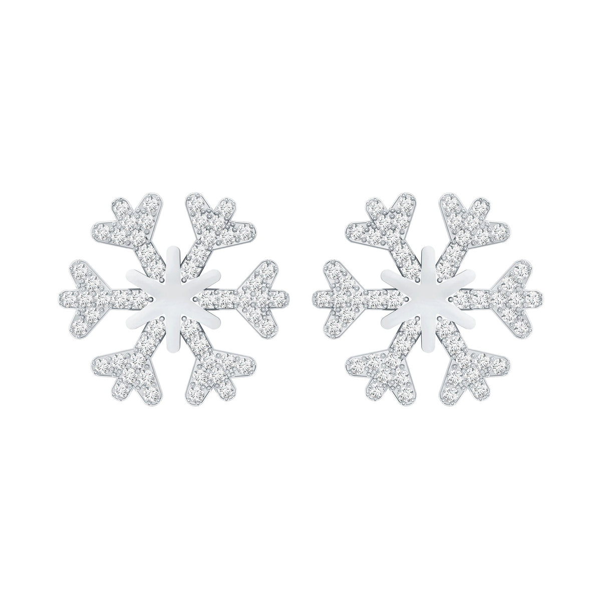 Natural Diamond Snowflake Earrings with Screw Back