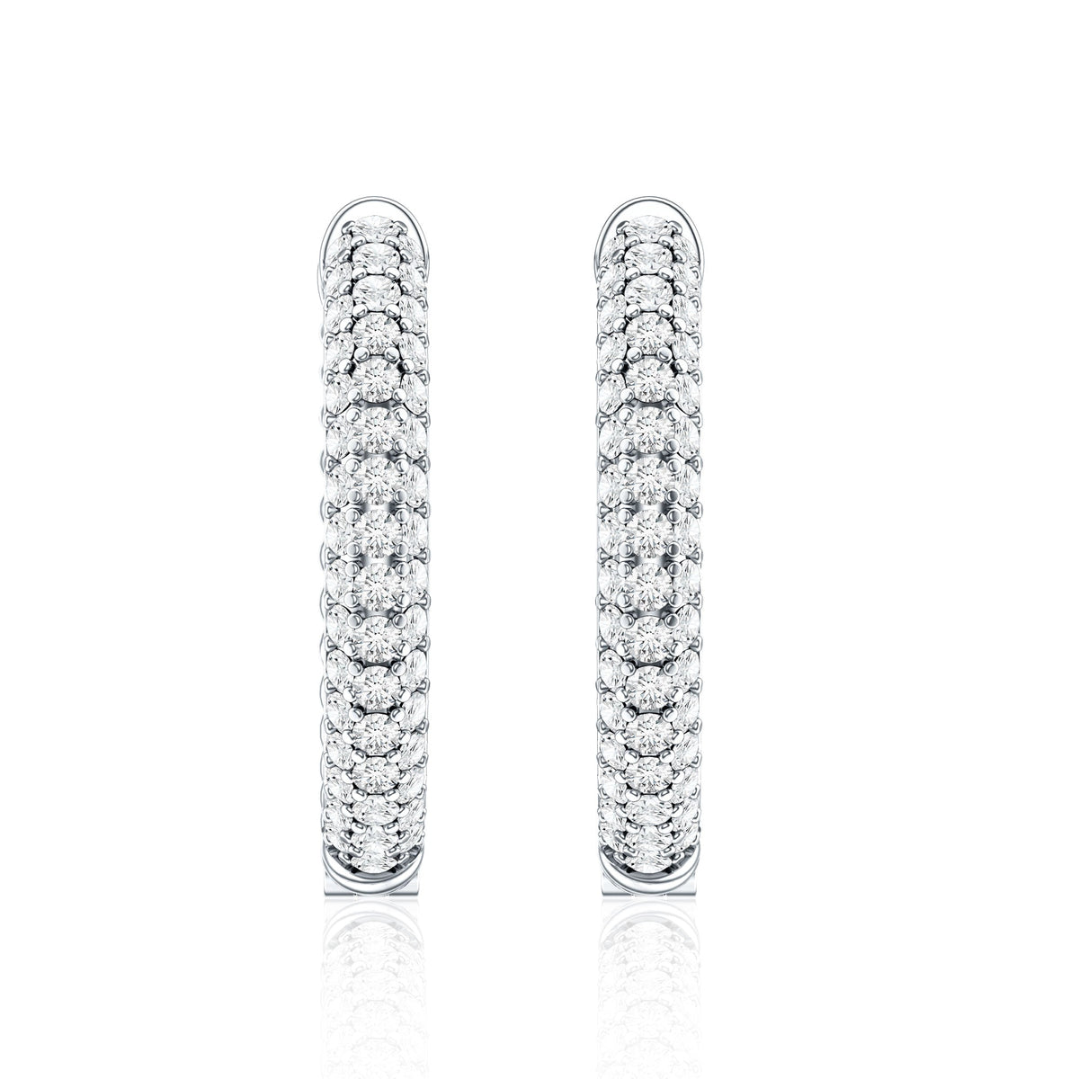 Classic Diamond Hinged Hoop Earrings with Certificate