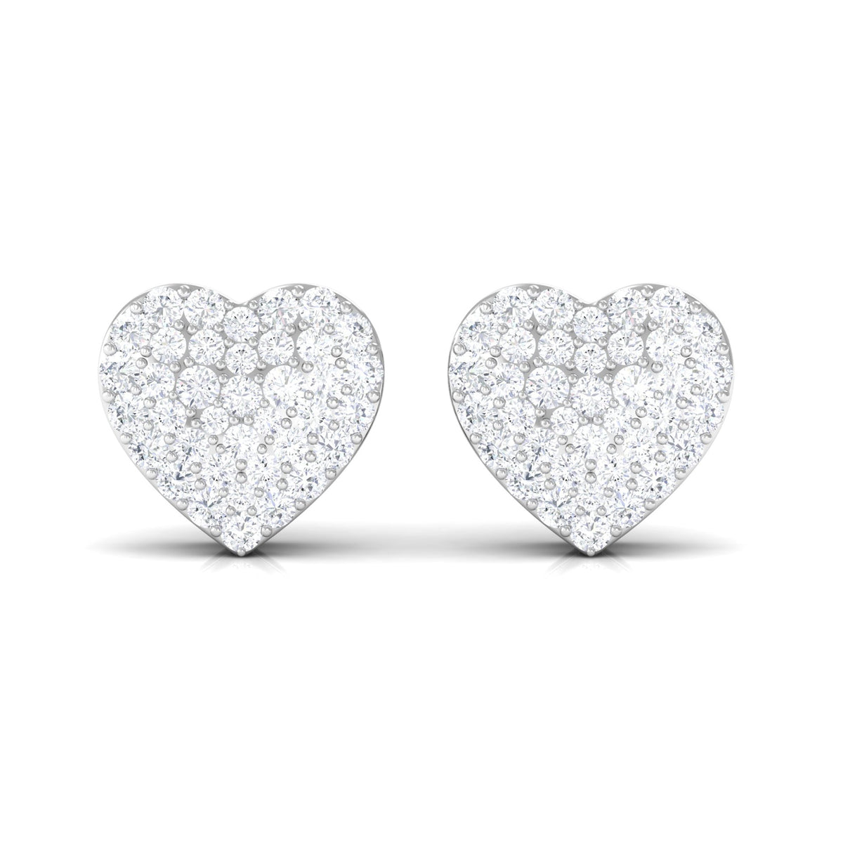 Natural Diamond Heart Earrings with Screw Back