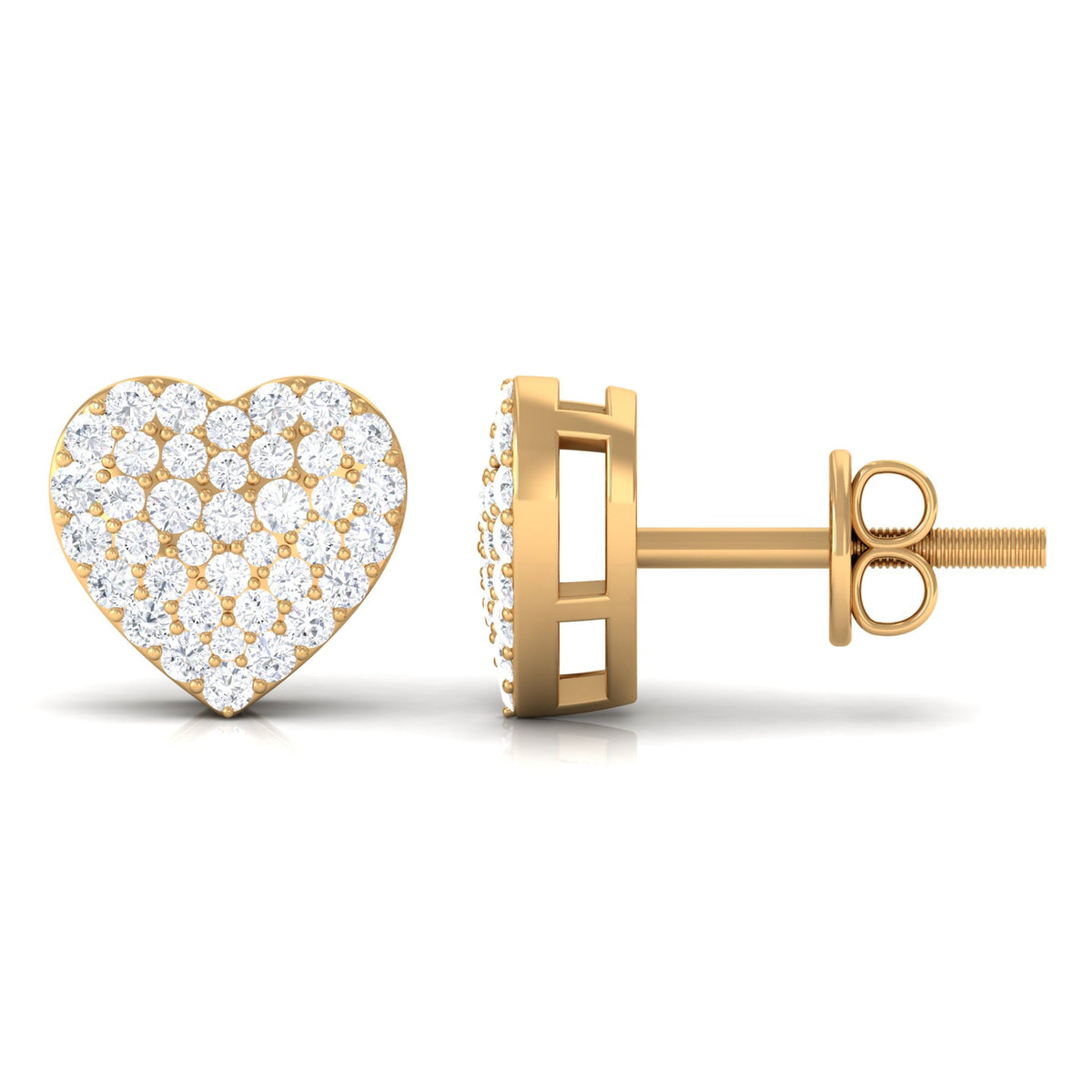 Natural Diamond Heart Earrings with Screw Back
