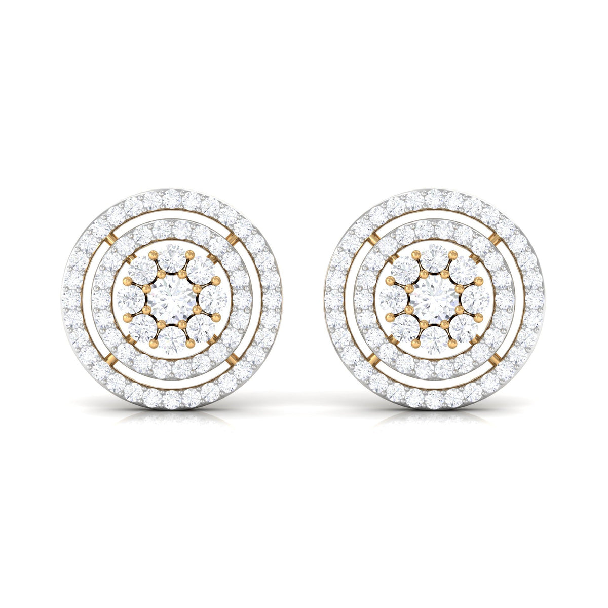 Flower Inspired Diamond Halo Stud Earrings