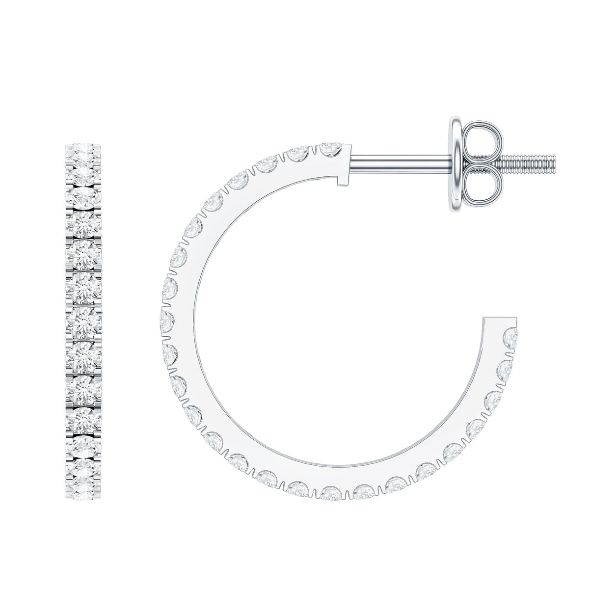 Round Shaped Diamond Hoop Earrings