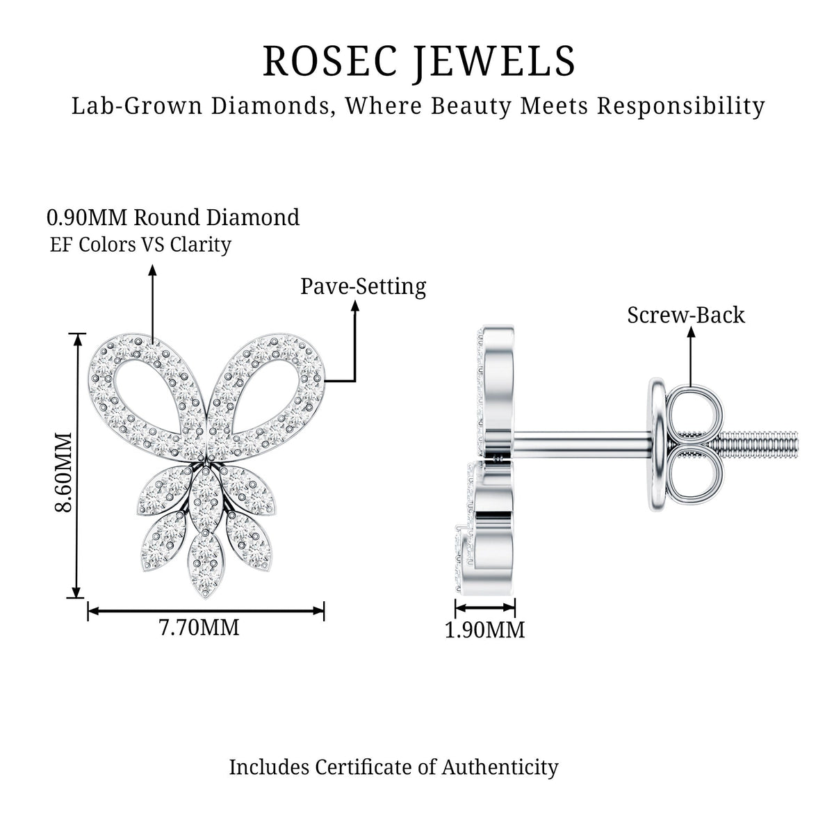 Certified Diamond Bow Earrings For Her