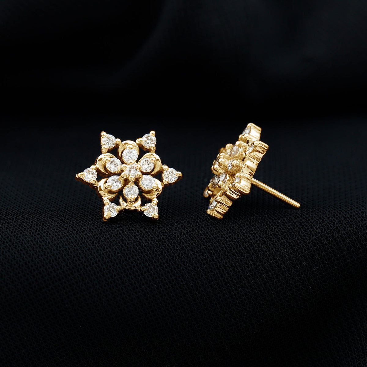 Certified Diamond Snowflake Stud Earrings