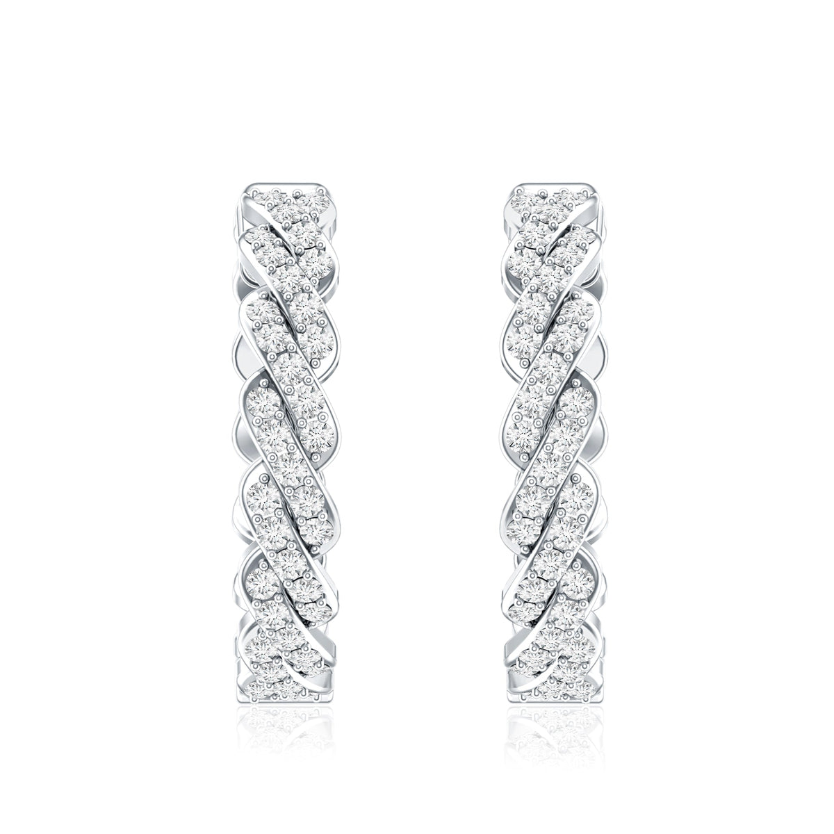 Natural Diamond Twisted Hoop Earrings with Certificate