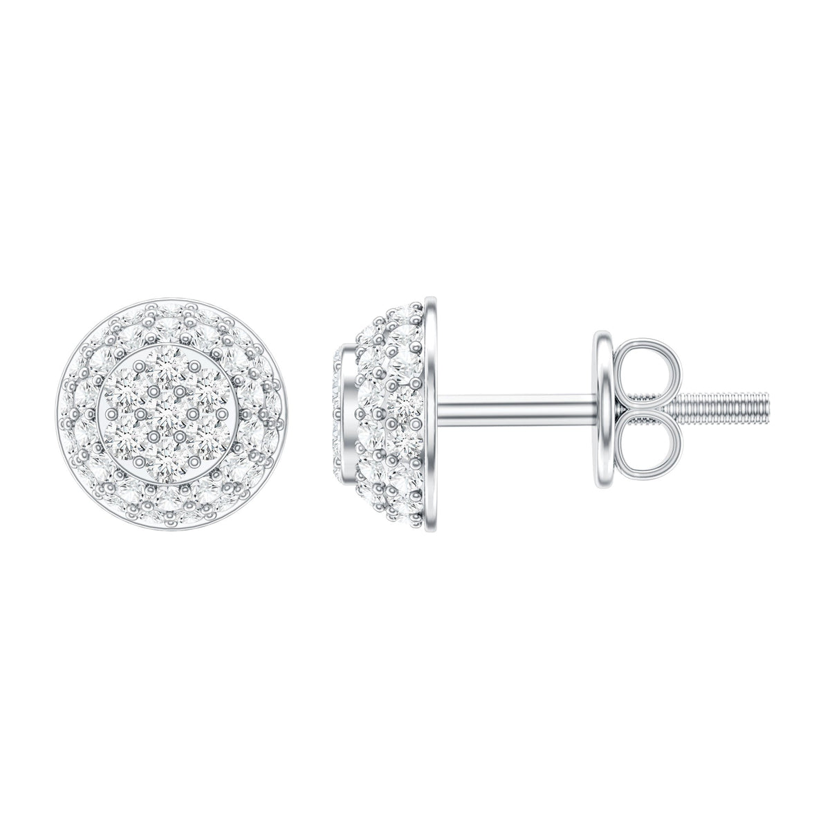 Certified Diamond Bridal Stud Earring with Screw Back