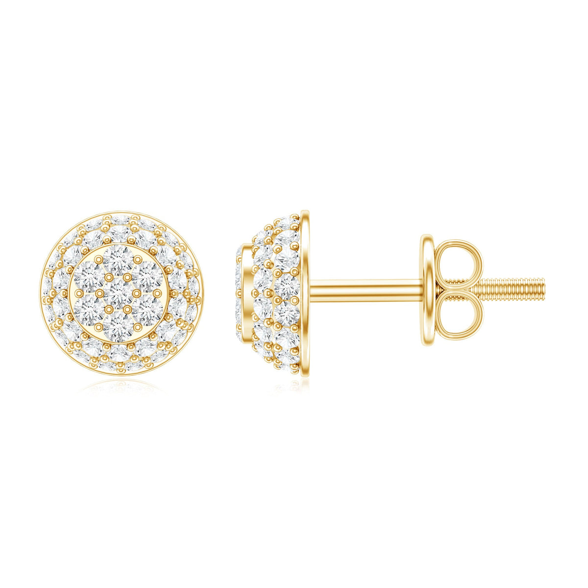 Certified Diamond Bridal Stud Earring with Screw Back