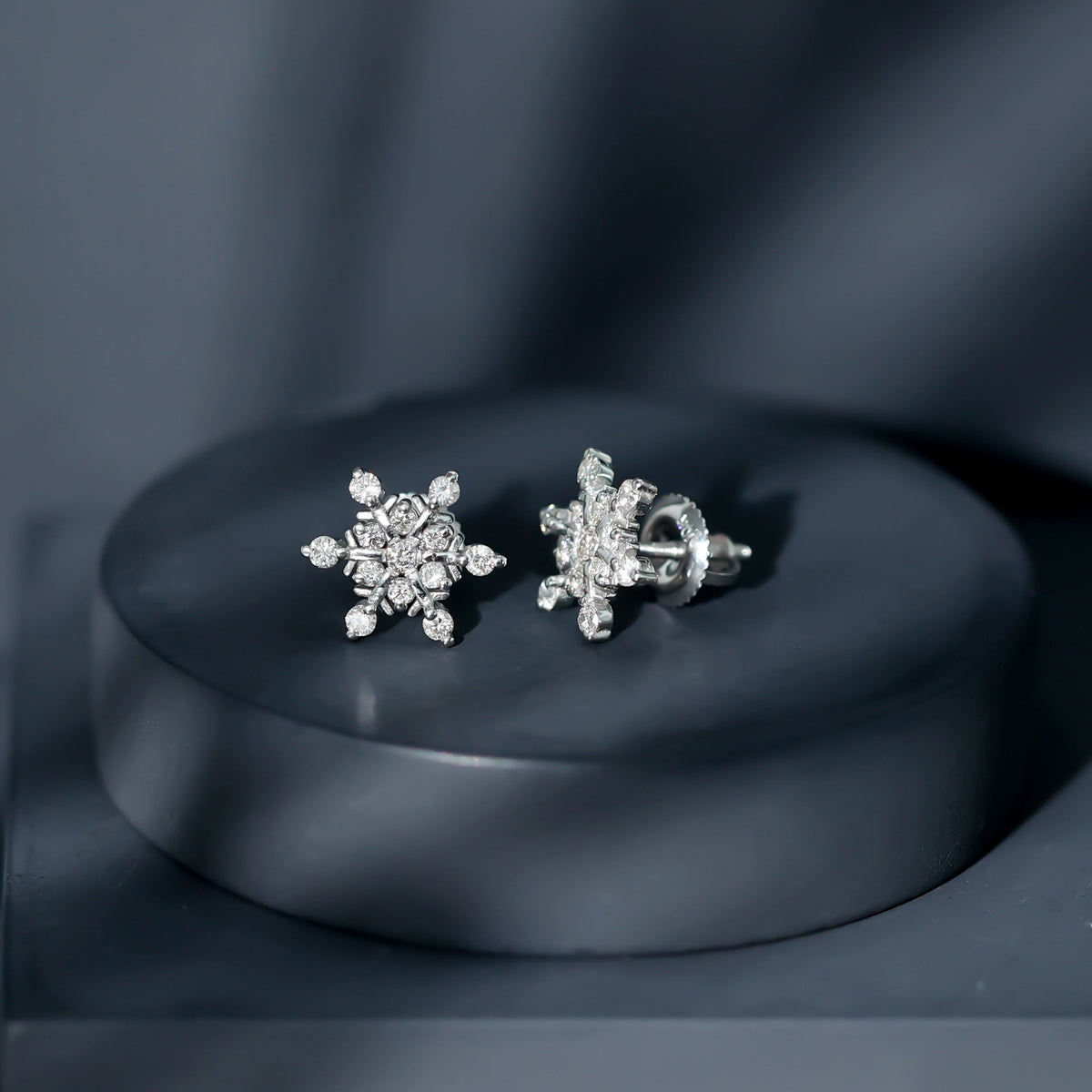 Certified Diamond Snowflake Stud Earrings with Screw Back