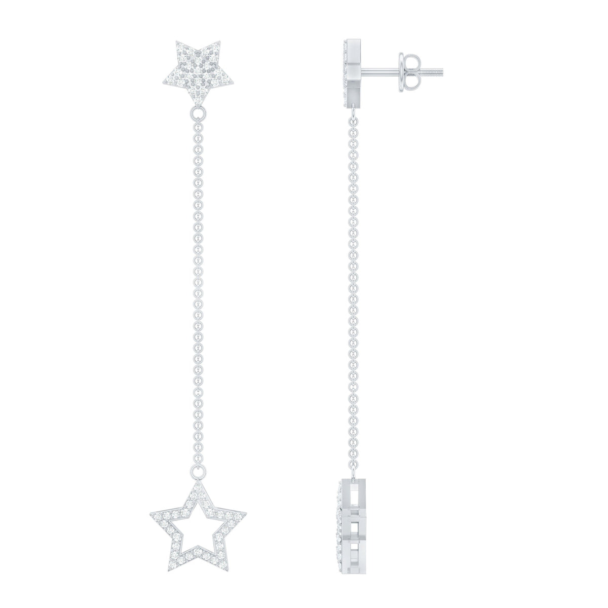 Certified Diamond Star Chain Earrings