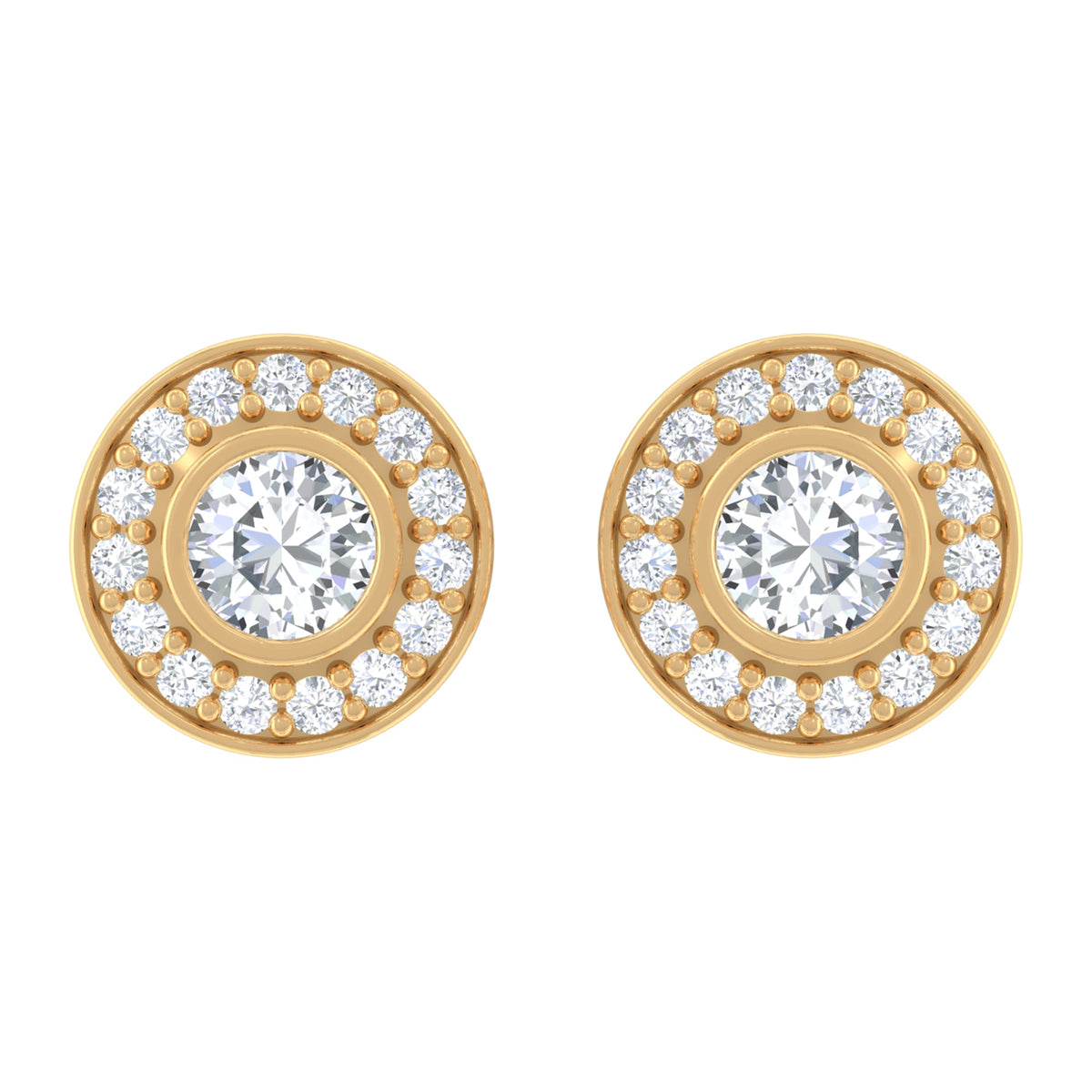 Round Moissanite Halo Stud Earrings for Women