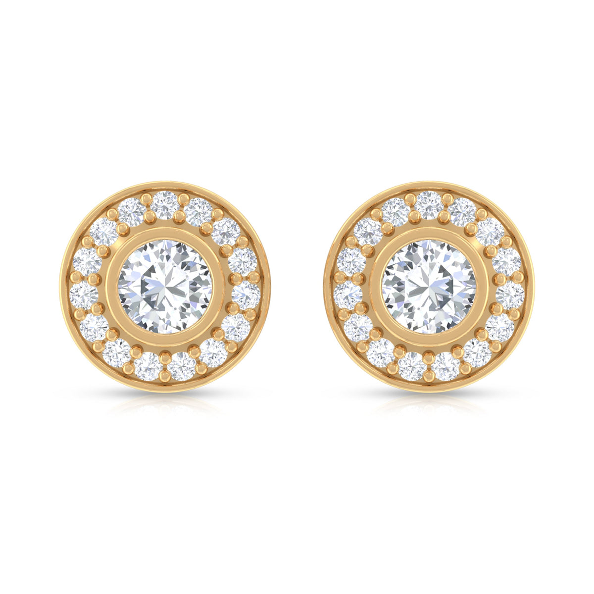 Round Moissanite Halo Stud Earrings for Women