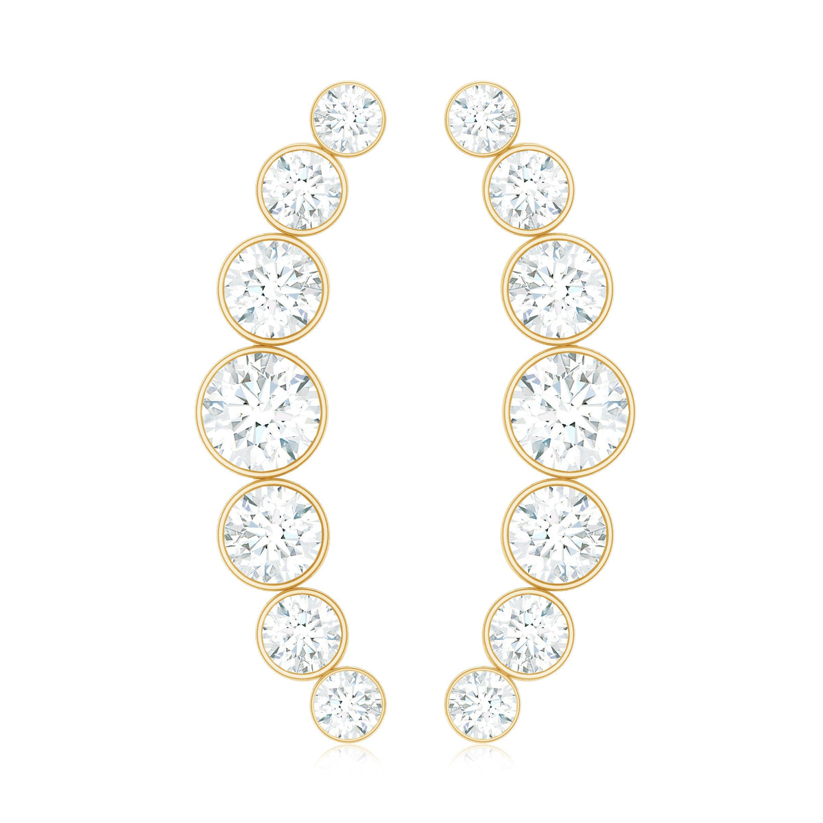 Natural Diamond Climber Earrings with Screw Back