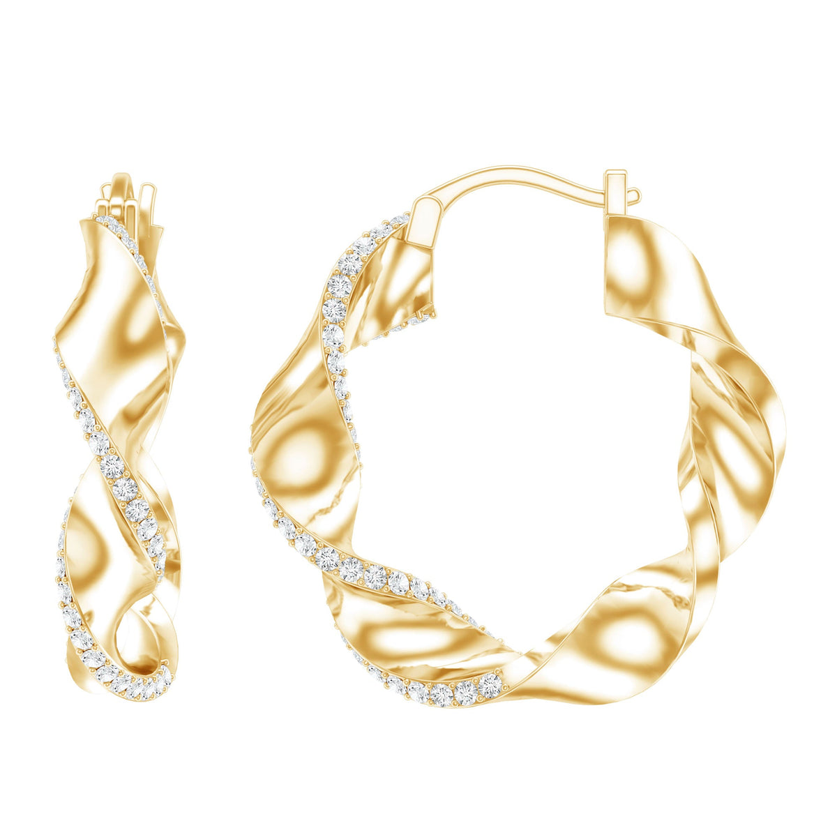 Lab Grown Diamond Twisted Hoop Earrings with Snap Back