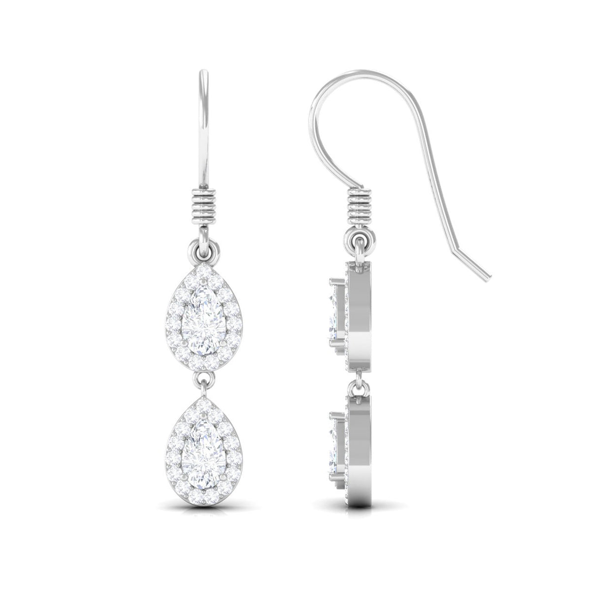 Pear and Round Cut Moissanite Dangle Earrings