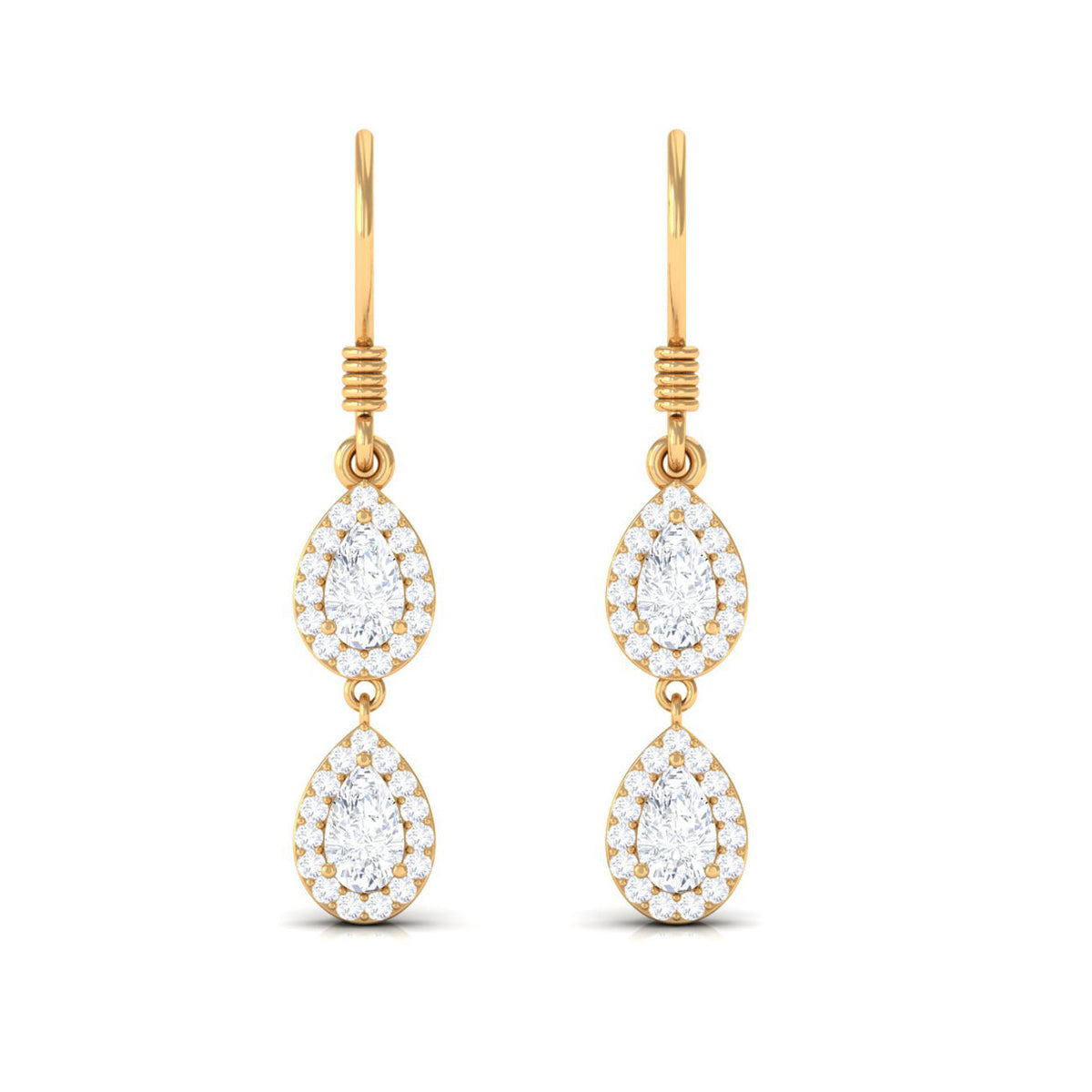 Pear and Round Cut Moissanite Dangle Earrings