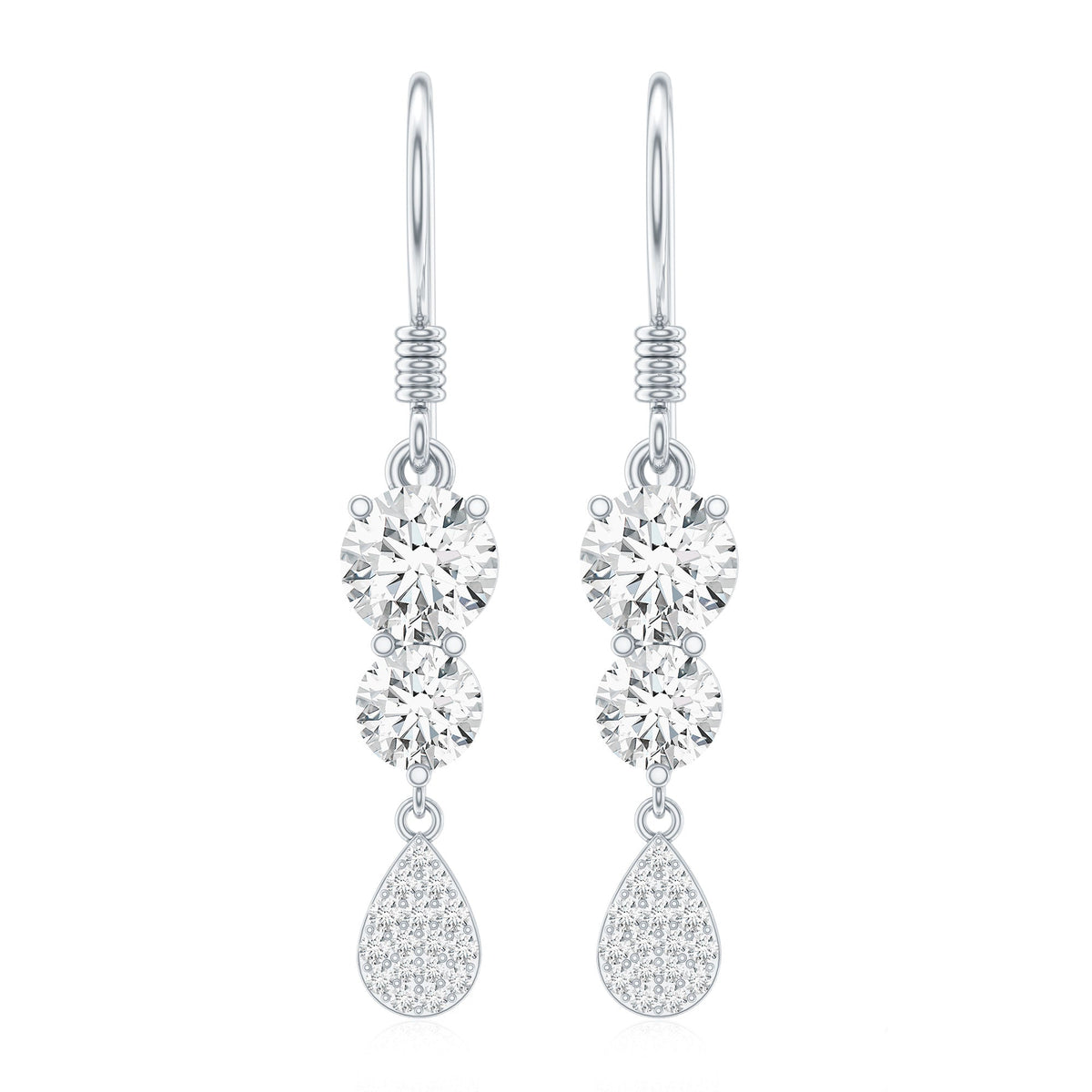 1 Carat Moissanite Dangle Earrings with Fish Hook