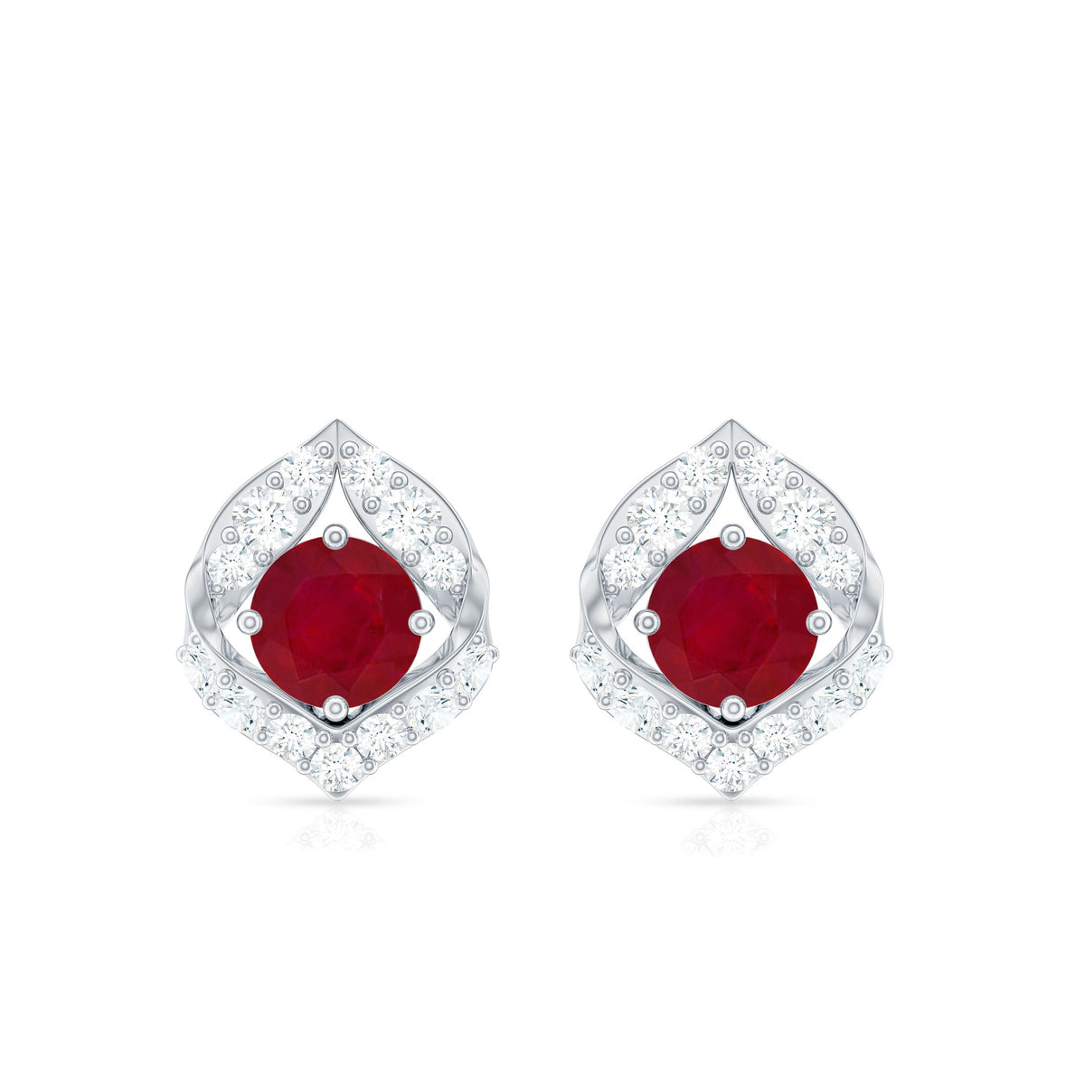 Natural Ruby Diamond Stud Earrings for Women