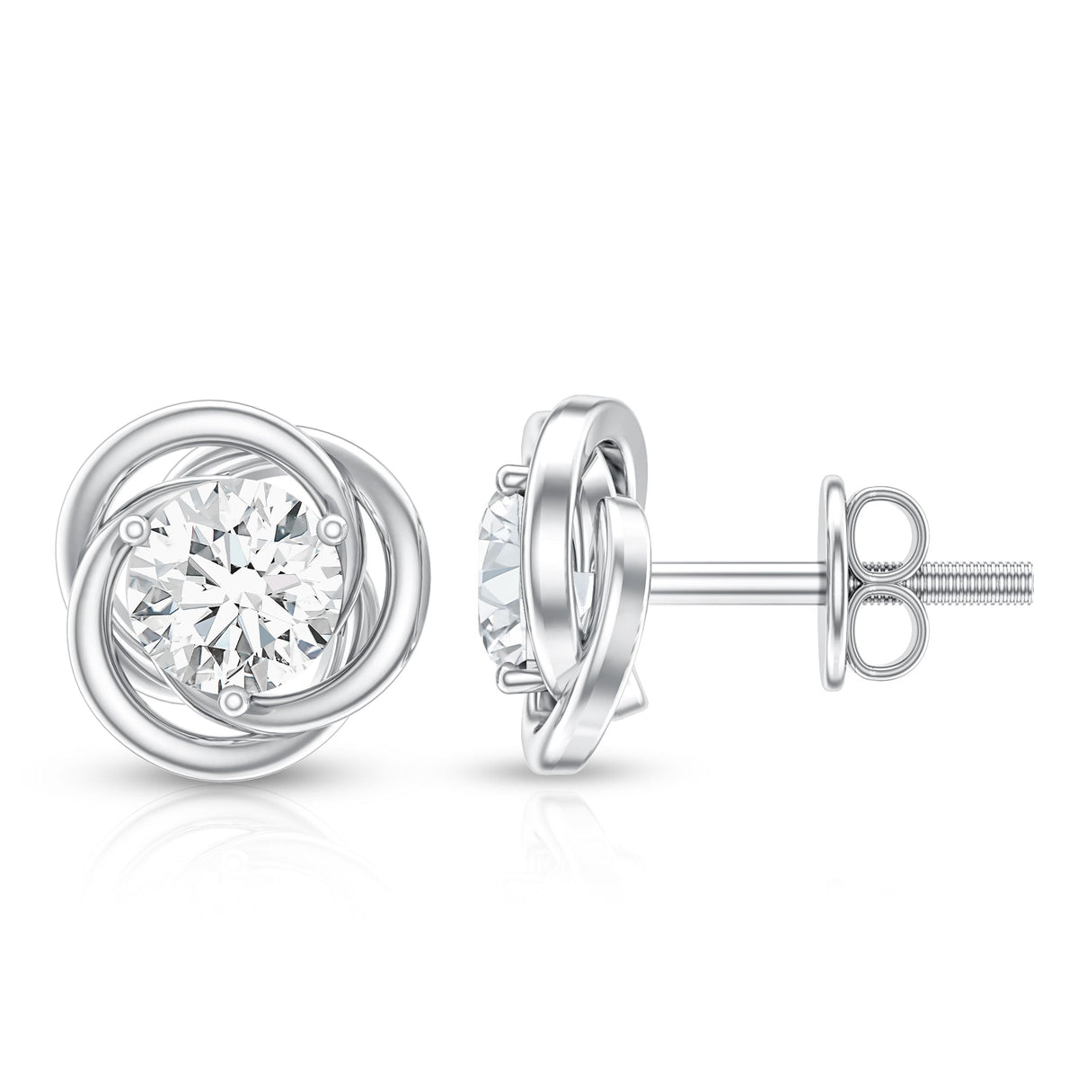 Certified Lab Grown Diamond Swirl Earrings With Screw Back