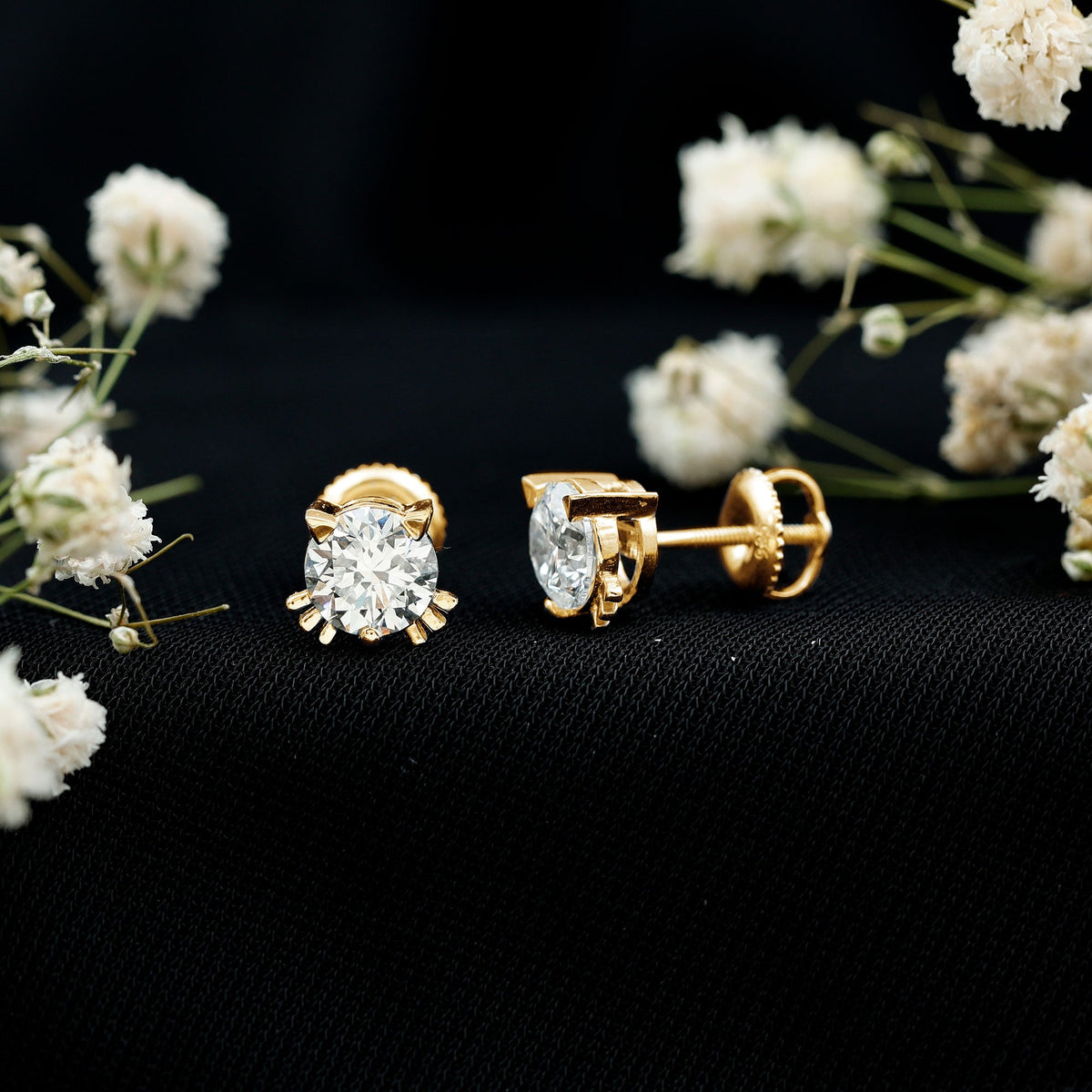 Certified 6MM Lab Grown Diamond Cute Cat Earrings
