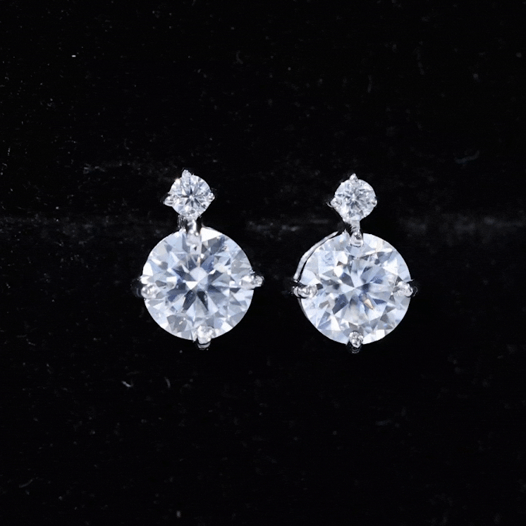 Lab 1.9 Carat Round Diamond Solitaire Stud Earrings