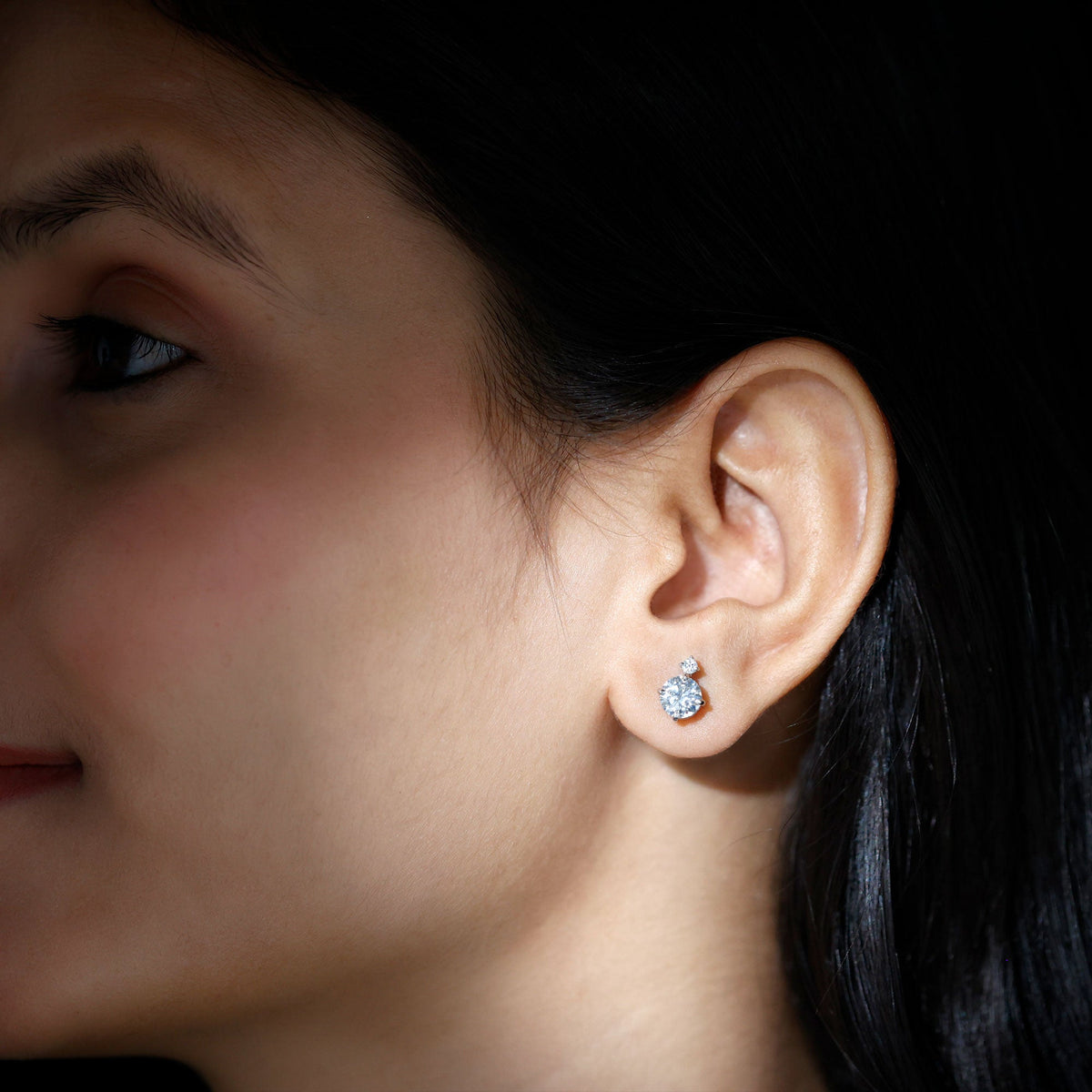 Lab 1.9 Carat Round Diamond Solitaire Stud Earrings
