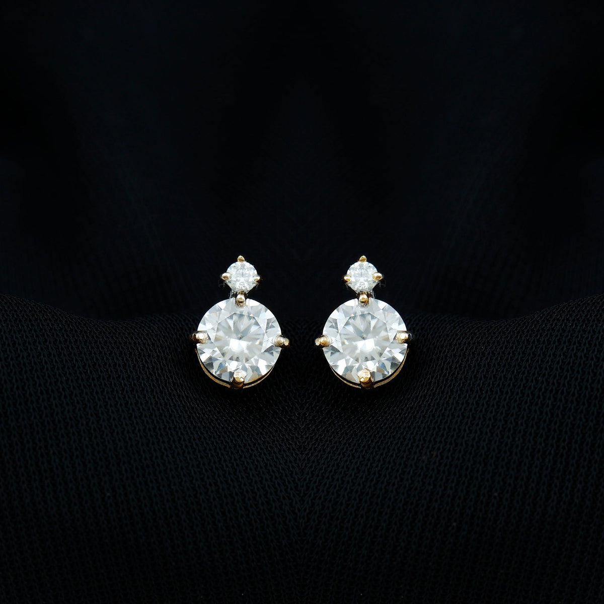 Lab 1.9 Carat Round Diamond Solitaire Stud Earrings