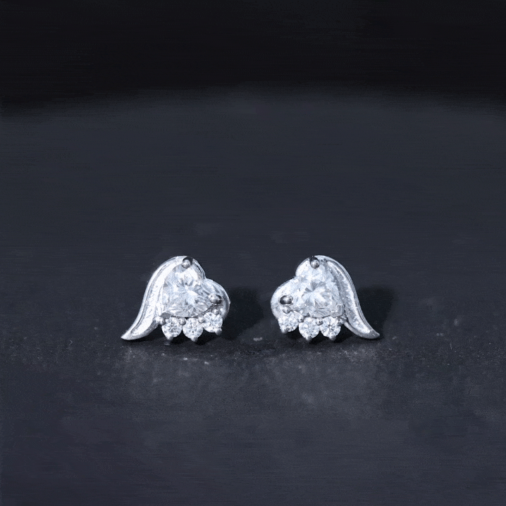 Heart Shape Lab Grown Diamond Minimal Stud Earrings with Screw Back