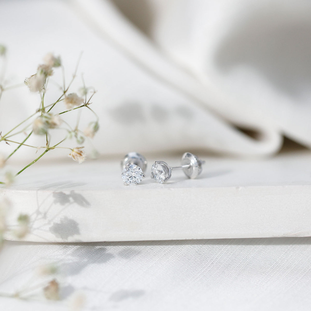Solitaire Lab Grown Diamond Martini Stud Earrings
