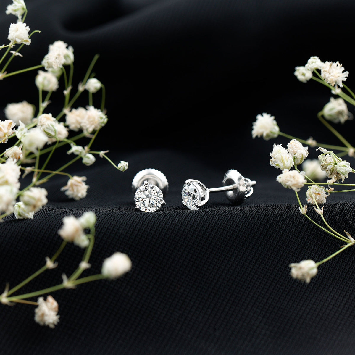 Solitaire Lab Grown Diamond Martini Stud Earrings