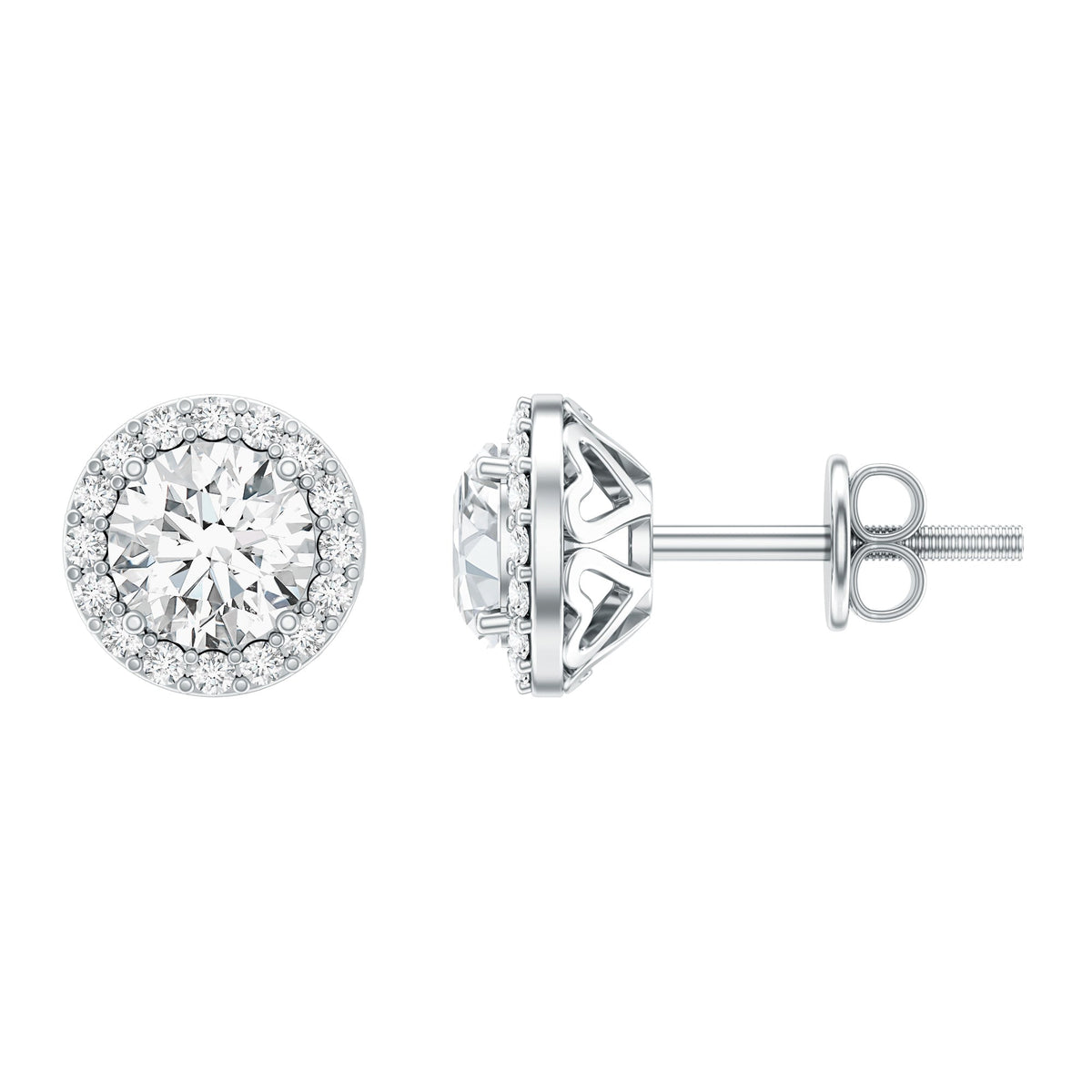 Classic Lab Grown Diamond Stud Earrings with Halo